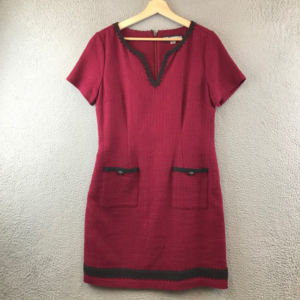 Elegant Red Dress with Black Trim